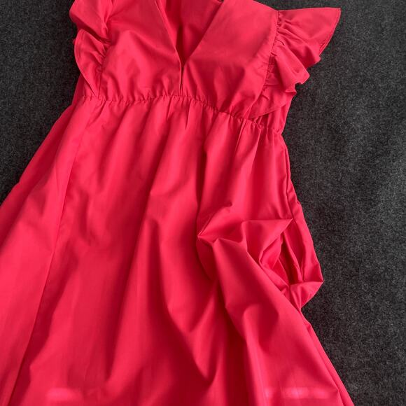 Abercrombie & Fitch Fluter Sleeve Tiered Dress M Pink - Picture 8 of 16